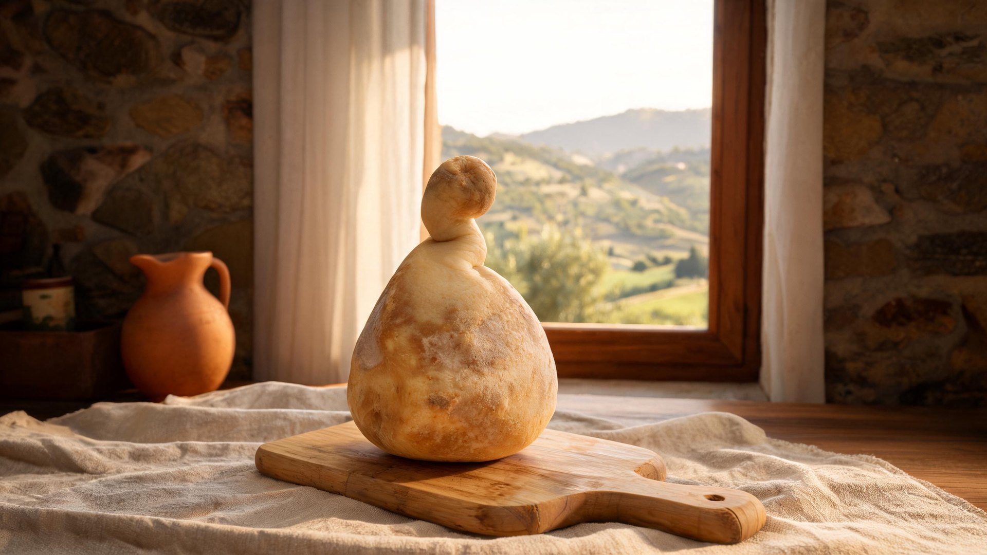 Editorial illustration of Caciocavallo Stagionato di Grotta del Tanagro*