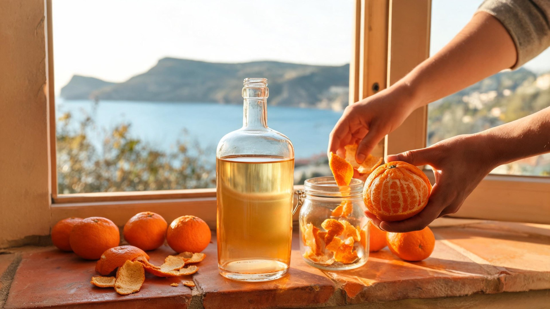 Editorial illustration of Liquore di madarino dei Campi Flegrei