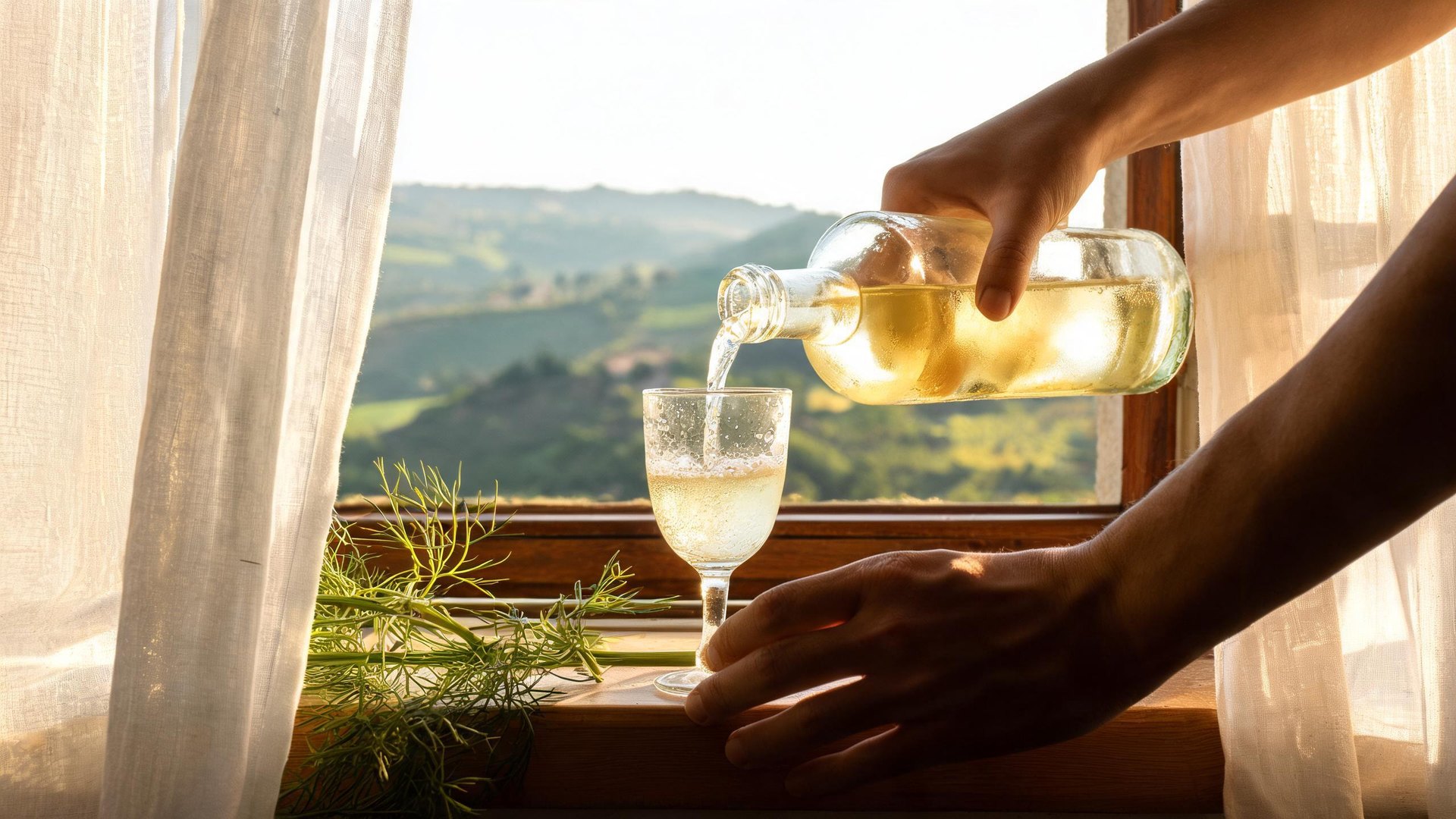 Illustrazione editoriale di Liquore finocchietto