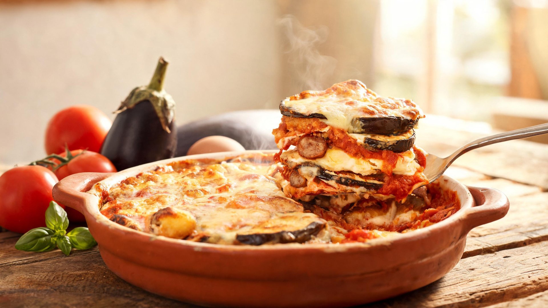 Editorial illustration of Parmigiana calabrese