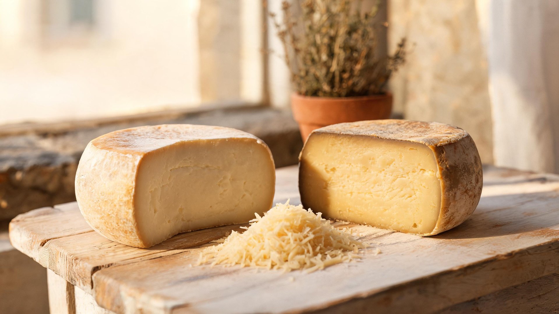 Illustrazione editoriale di Pecorino fresco e stagionato