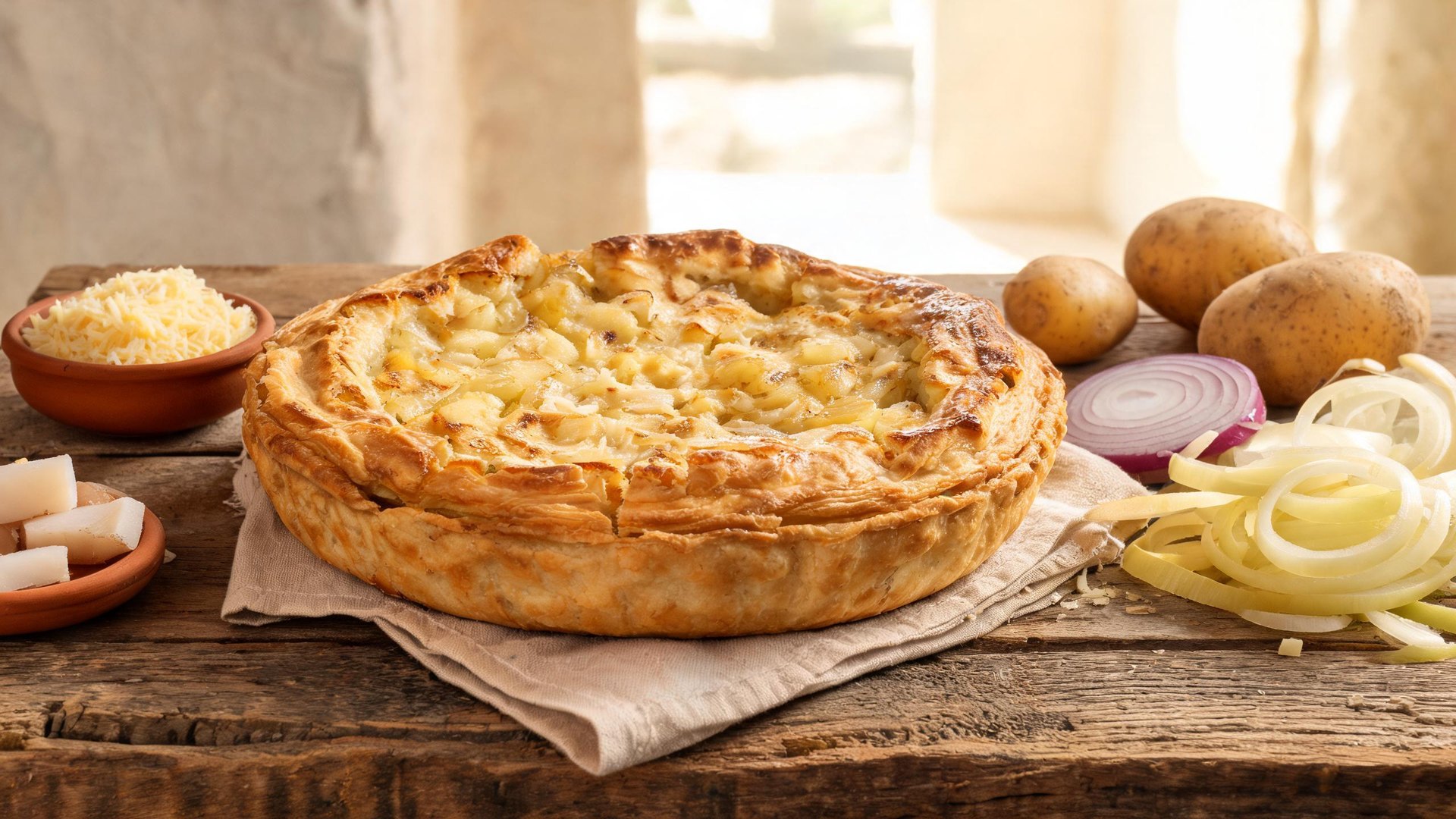 Editorial illustration of Torta di patate, Turta d’patat