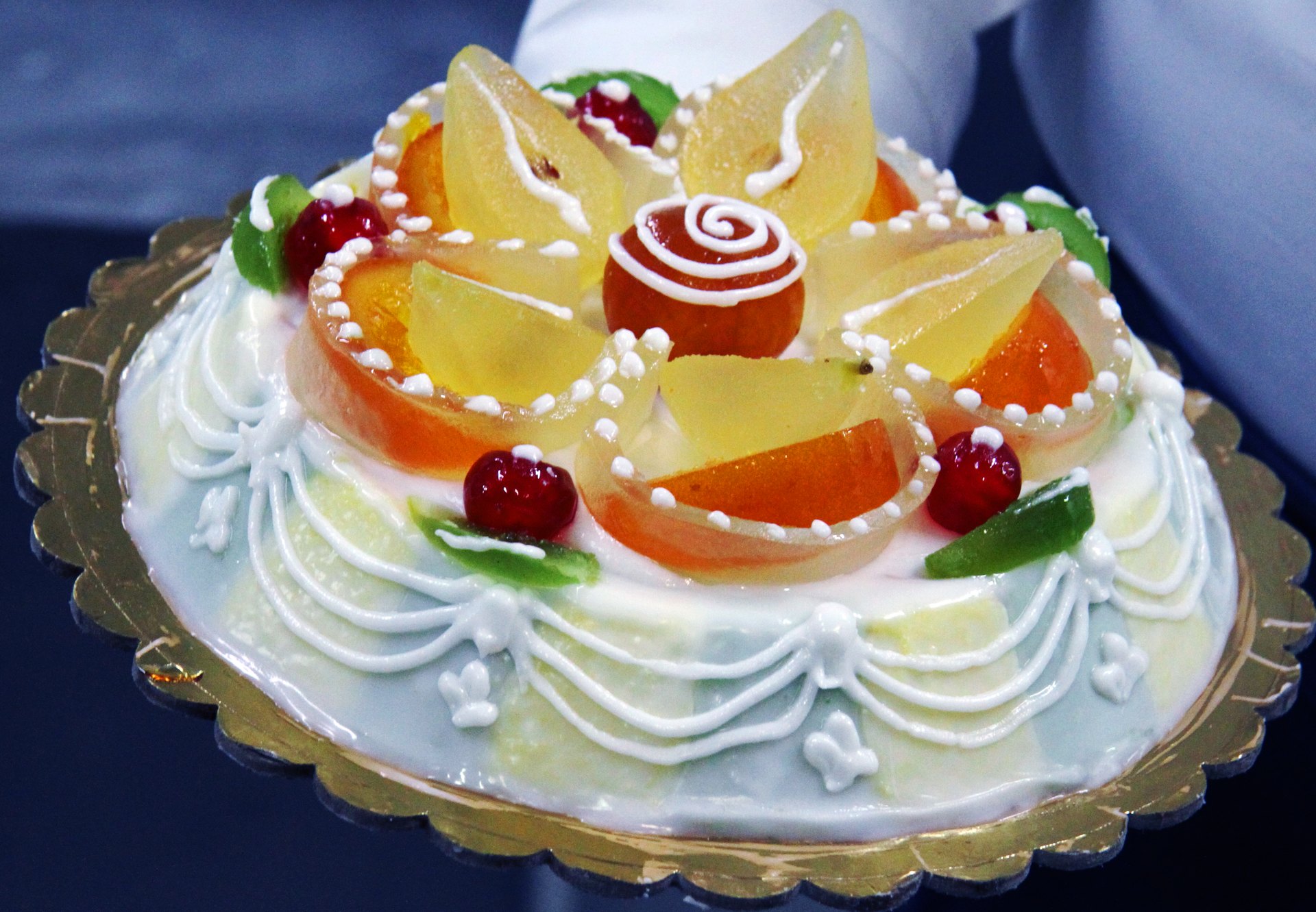 Sicilian cassata decorated with candied fruit