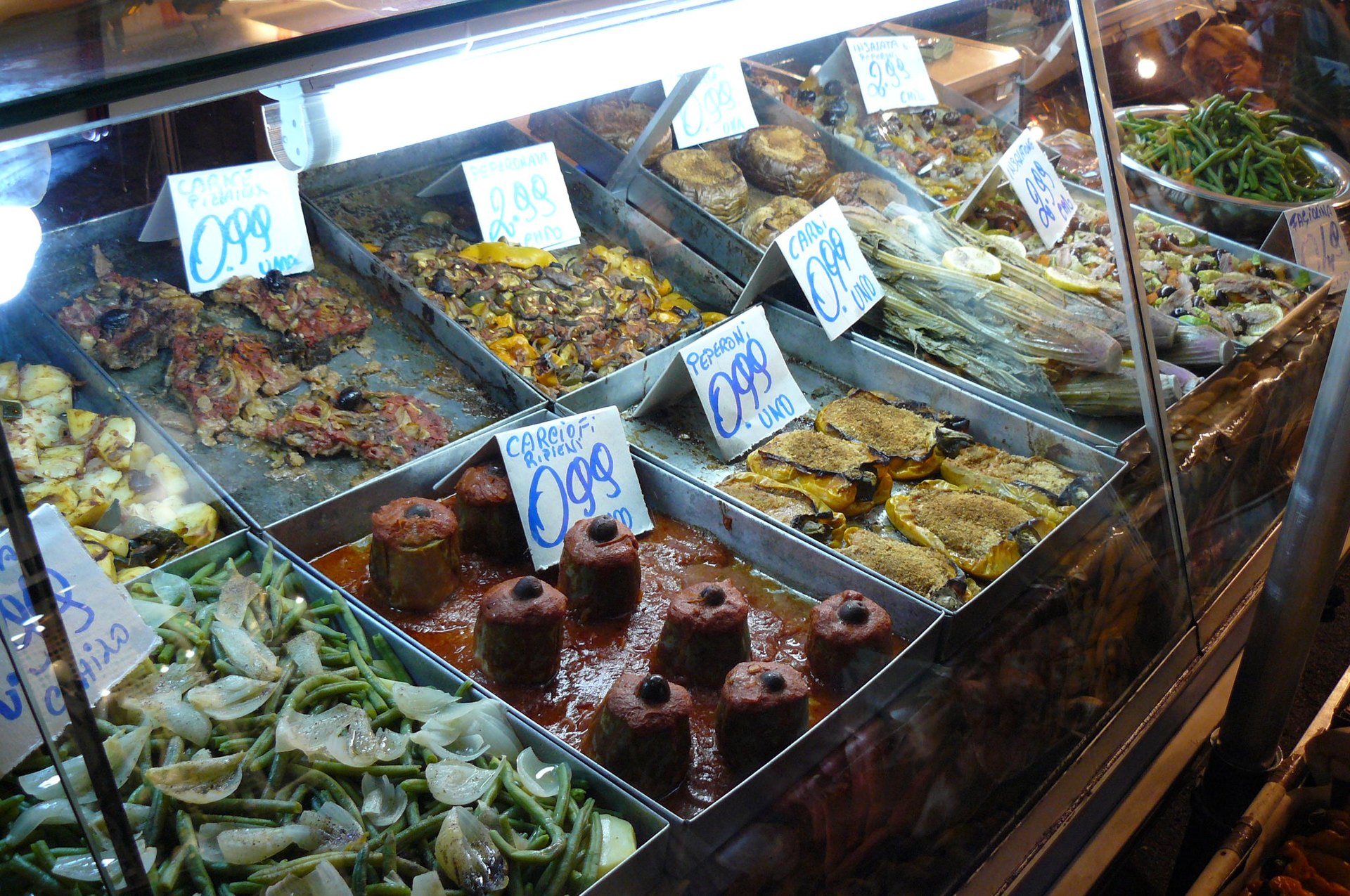 Fish and vegetable stall in a Palermo market